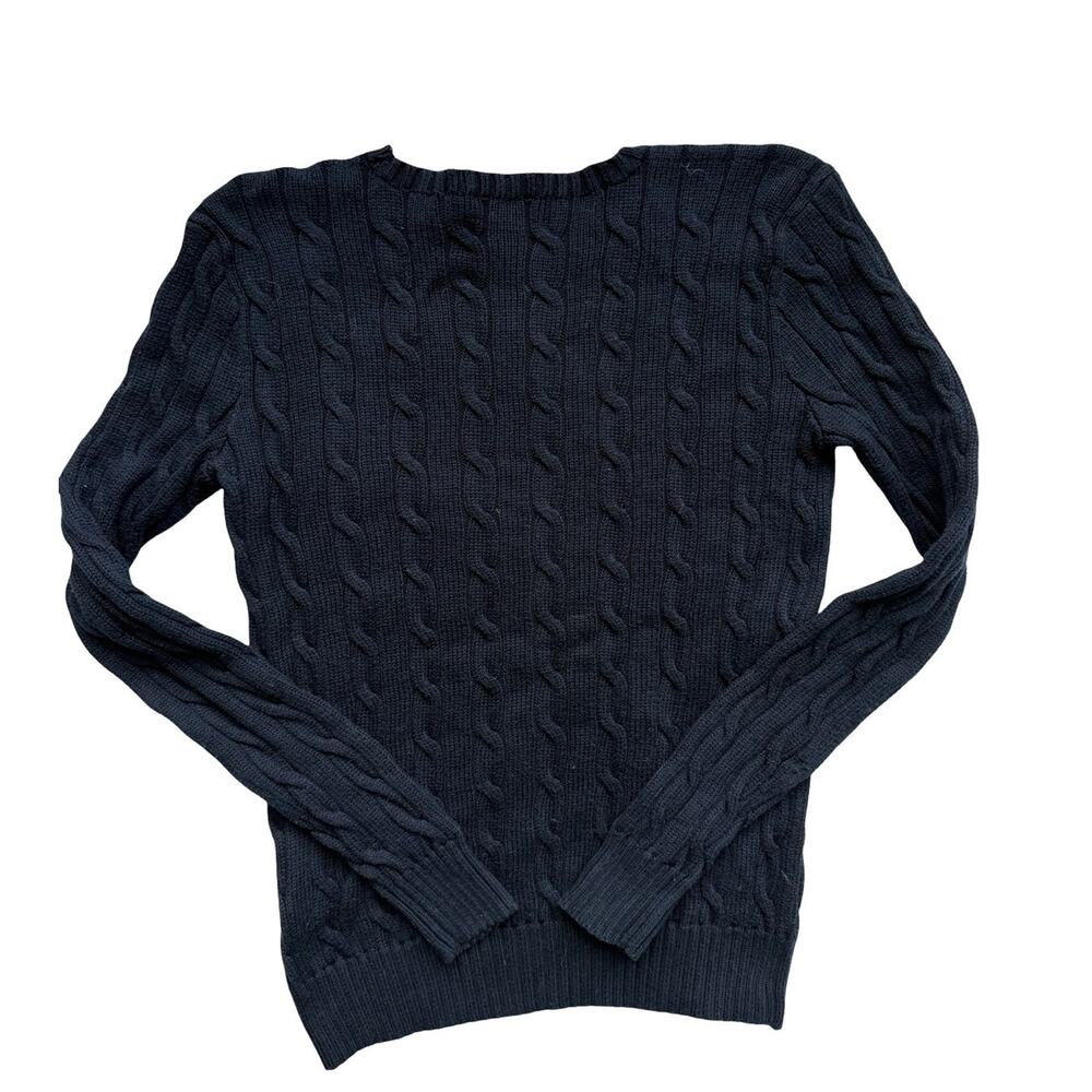 Ralph Lauren Navy Cable Knit Sweater Old Money Aesthetic Size Small - Picture 6 of 8